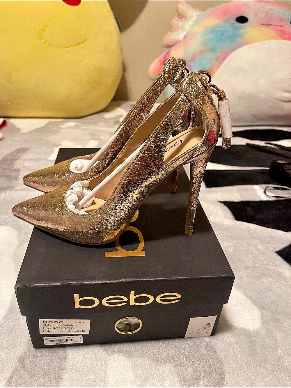 bebe Bellah Rose Gold Pointed-Toe Heels Size US 7 NWT